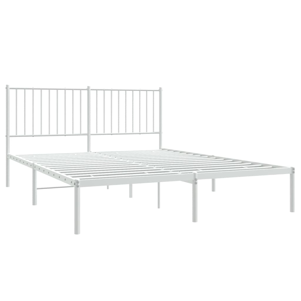 Sengeramme i metall med sengegavl hvit 160x200 cm