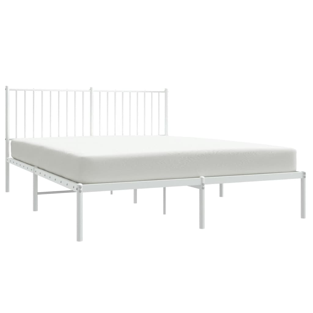 Sengeramme i metall med sengegavl hvit 160x200 cm