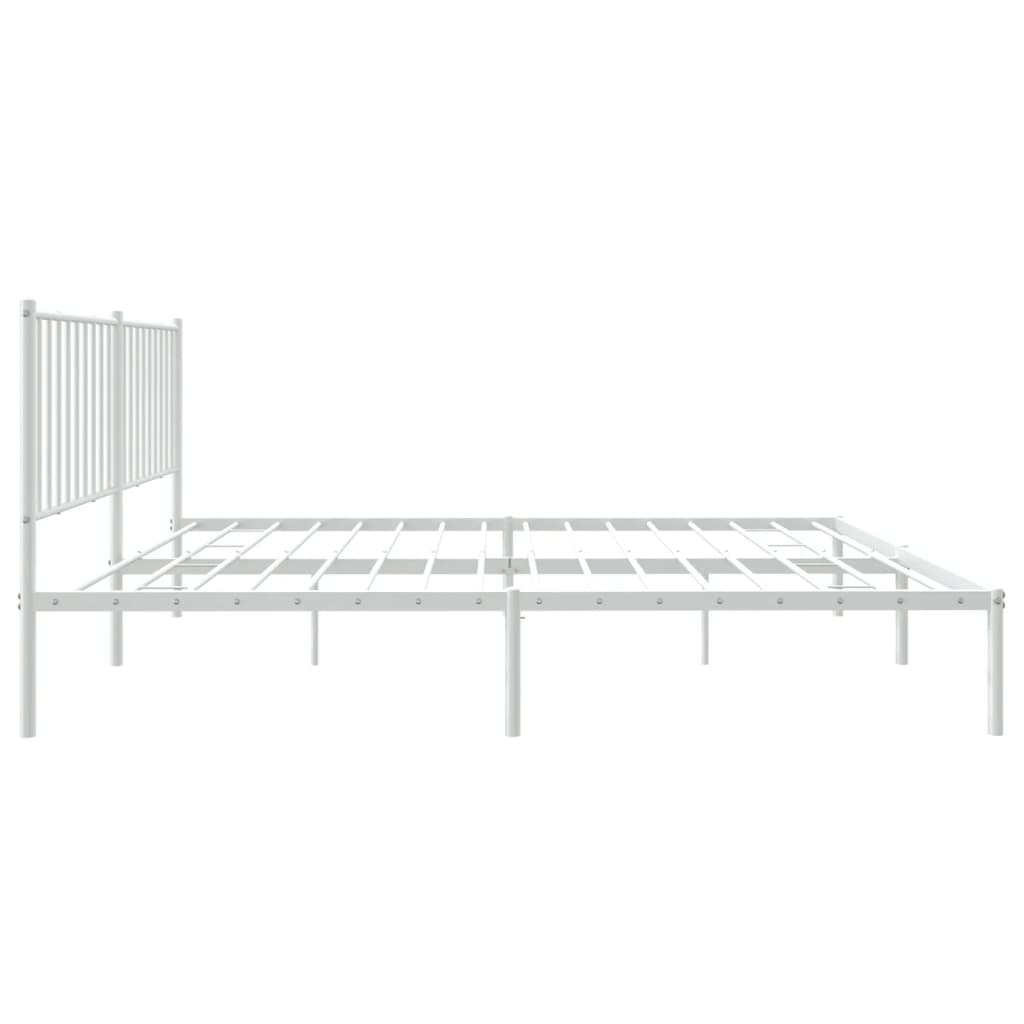 Sengeramme i metall med sengegavl hvit 160x200 cm
