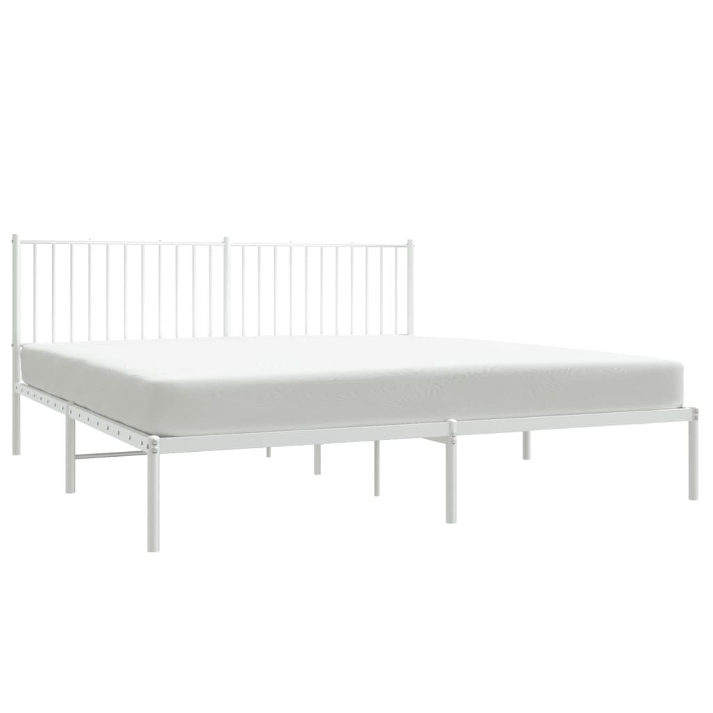 Sengeramme i metall med hodegavl hvit 183x213 cm