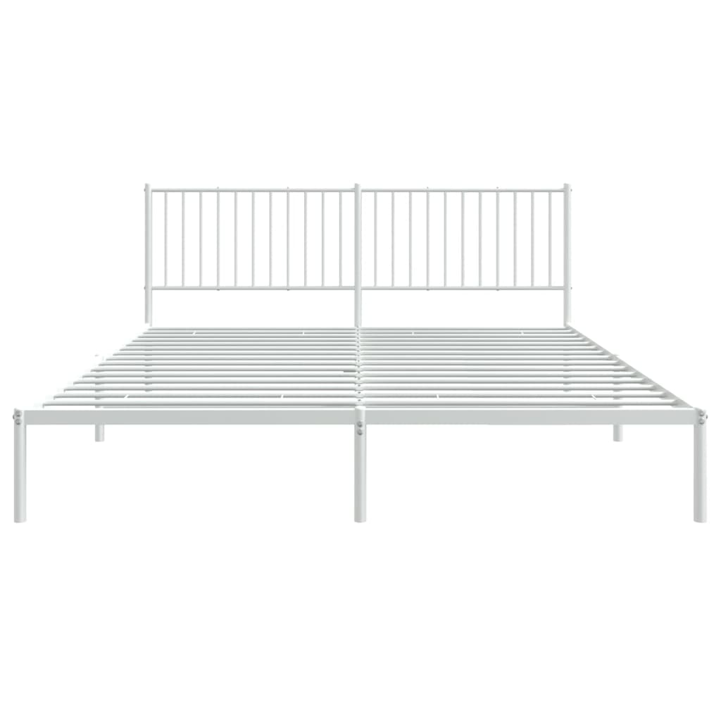 Sengeramme i metall med hodegavl hvit 183x213 cm
