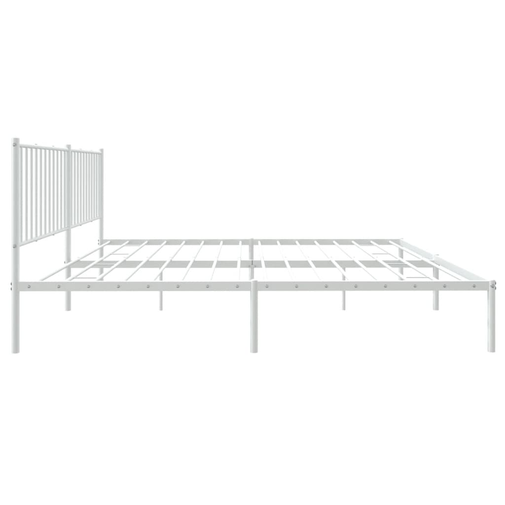Sengeramme i metall med hodegavl hvit 183x213 cm