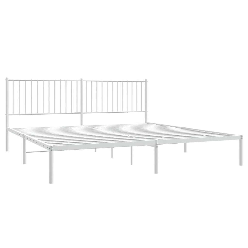 Sengeramme i metall med hodegavl hvit 193x203 cm