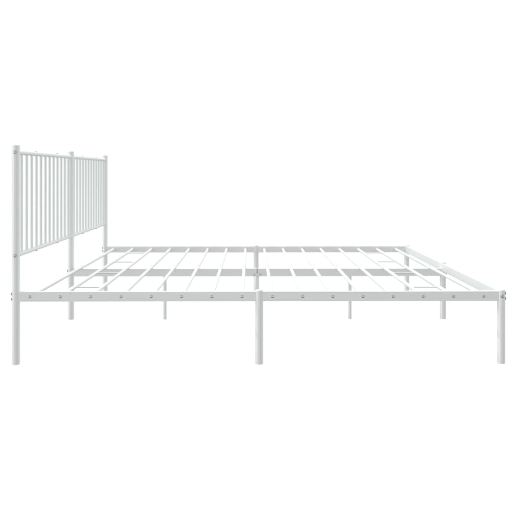 Sengeramme i metall med hodegavl hvit 193x203 cm
