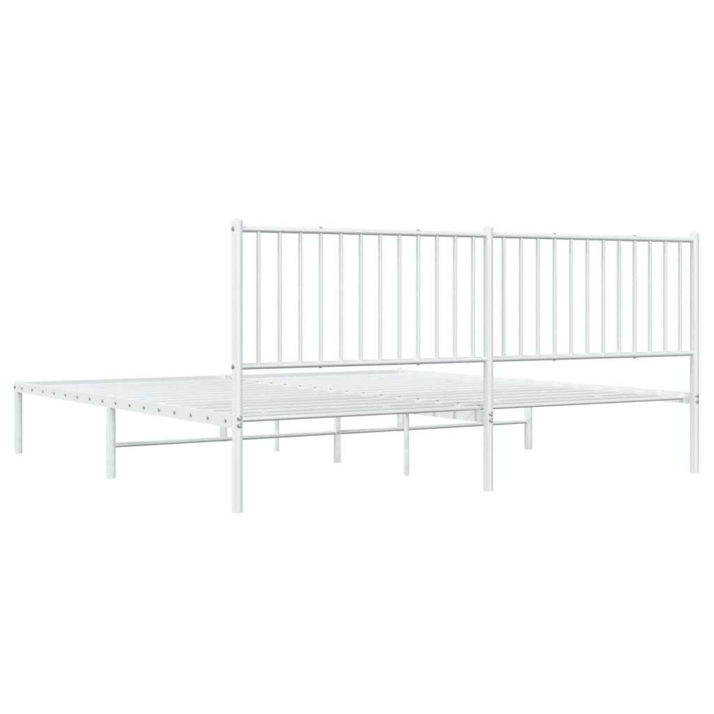 Sengeramme i metall med hodegavl hvit 193x203 cm