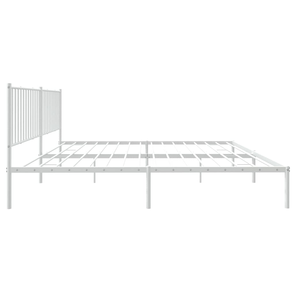 Sengeramme i metall med sengegavl hvit 200x200 cm