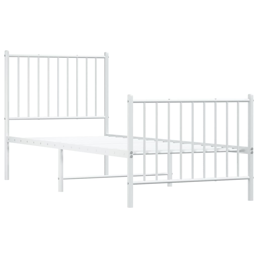 Sengeramme i metall med hode- og fotgavl hvit 75x190 cm