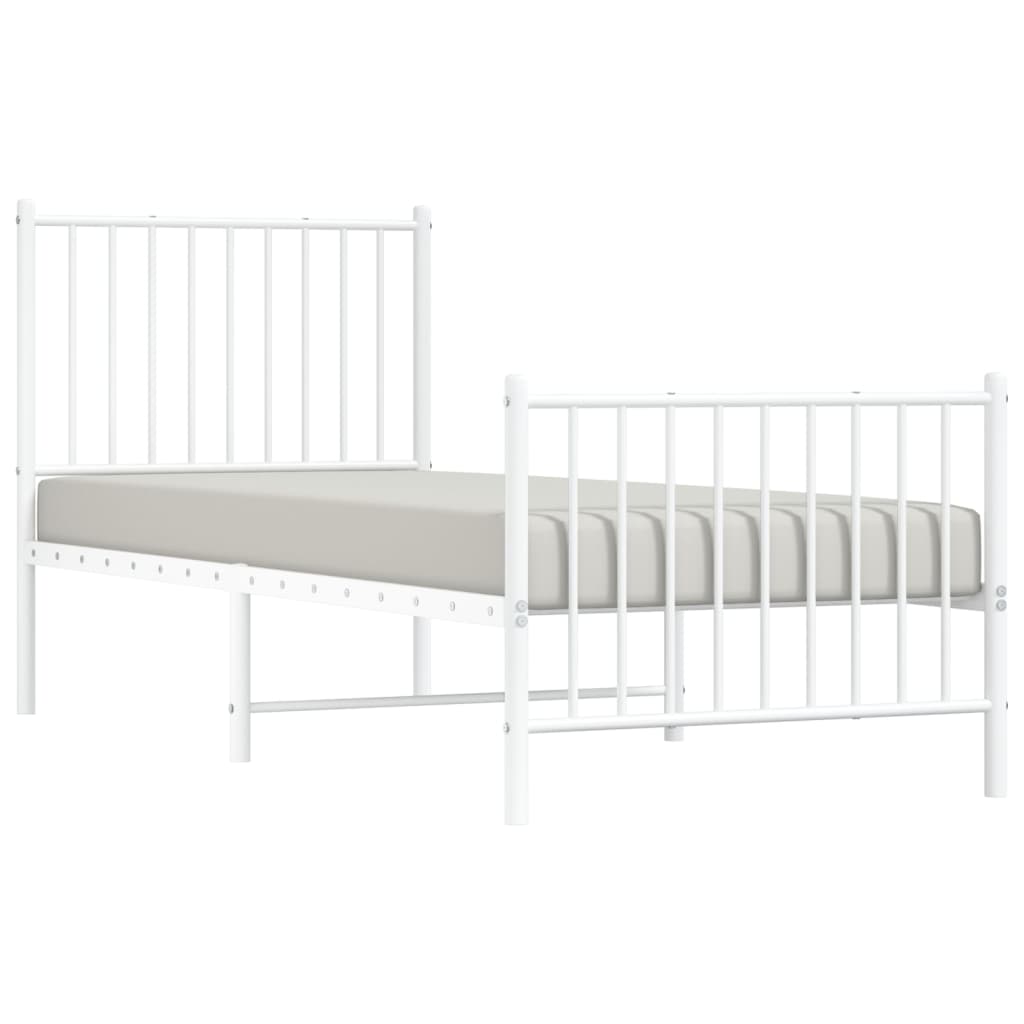 Sengeramme i metall med hode- og fotgavl hvit 75x190 cm
