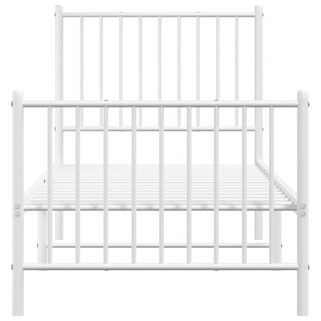 Sengeramme i metall med hode- og fotgavl hvit 75x190 cm