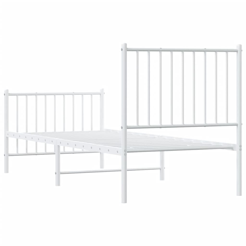 Sengeramme i metall med hode- og fotgavl hvit 75x190 cm