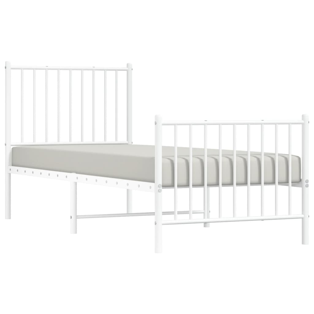 Sengeramme i metall med hode- og fotgavl hvit 80x200 cm