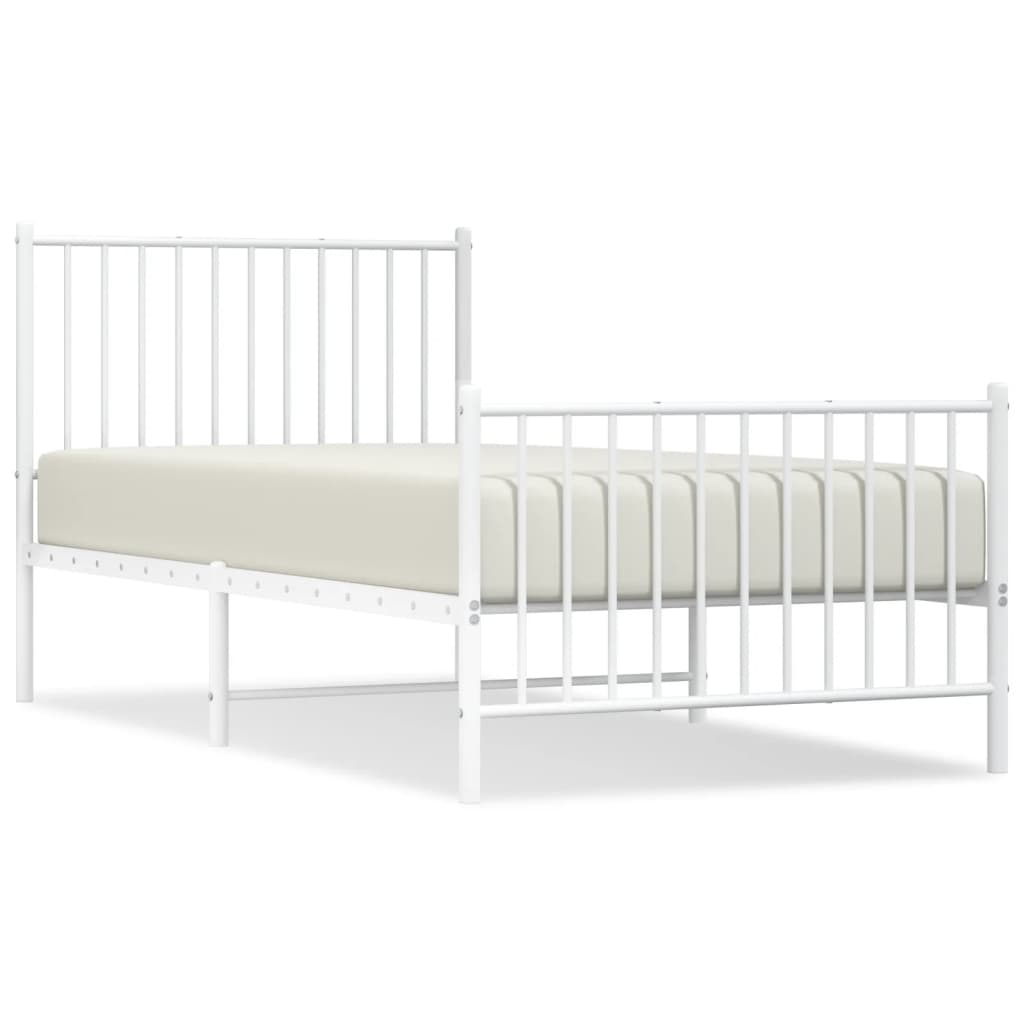 Sengeramme i metall med hode- og fotgavl hvit 90x190 cm