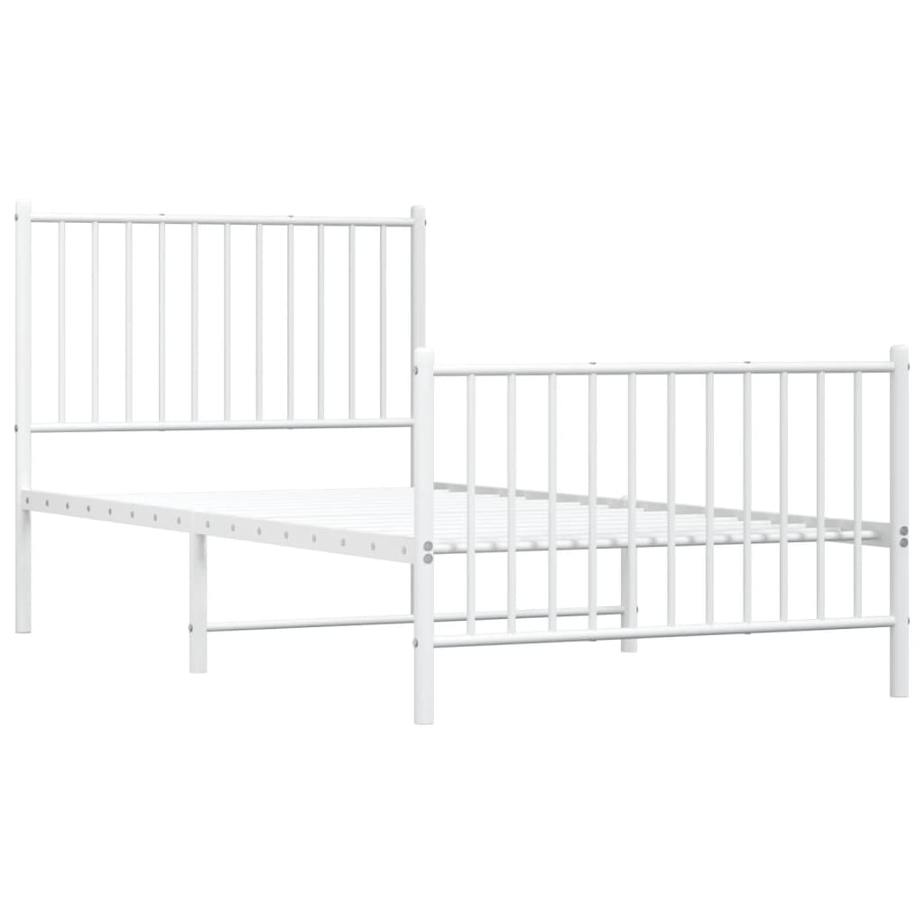 Sengeramme i metall med hode- og fotgavl hvit 90x190 cm