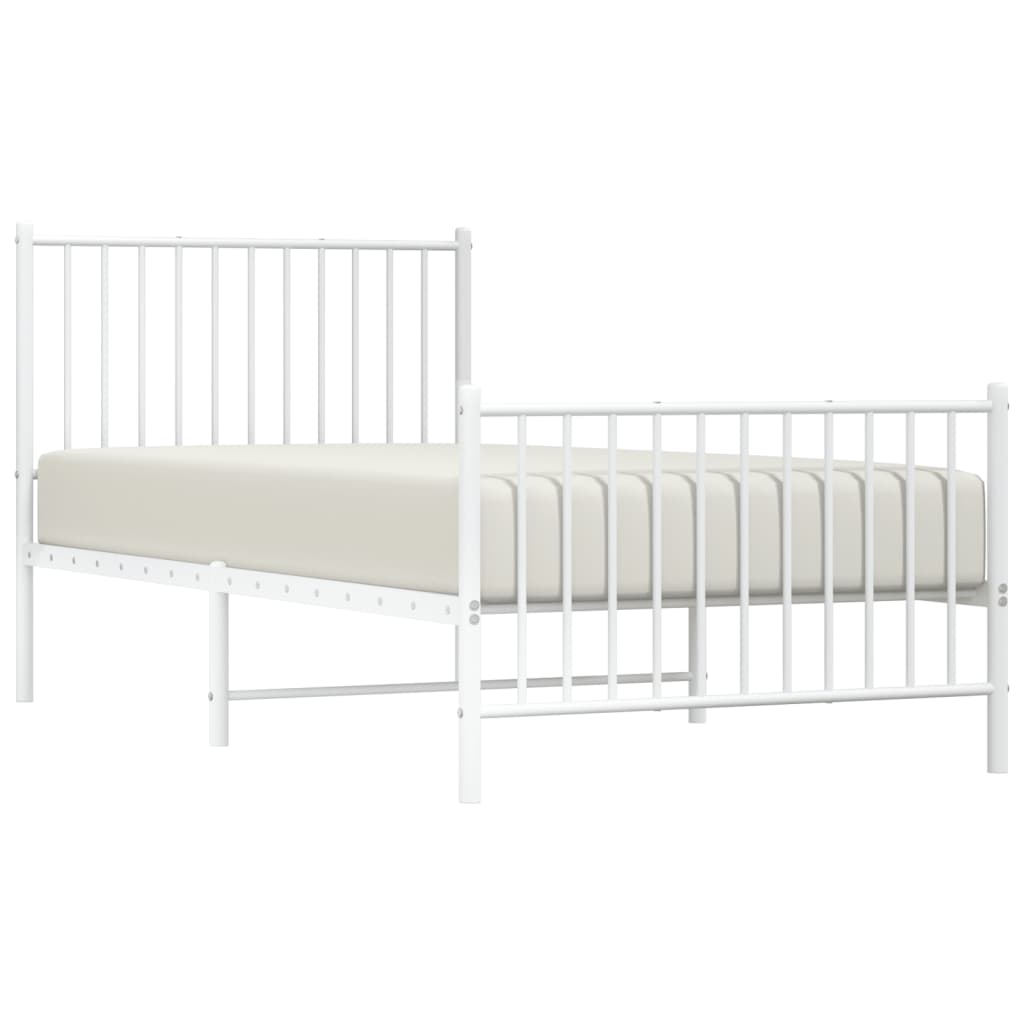 Sengeramme i metall med hode- og fotgavl hvit 90x190 cm
