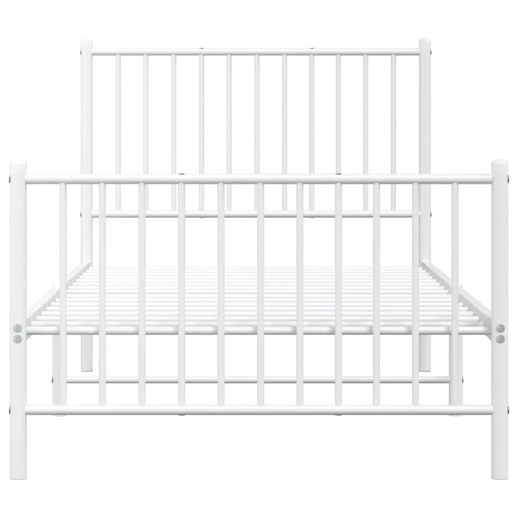 Sengeramme i metall med hode- og fotgavl hvit 90x190 cm
