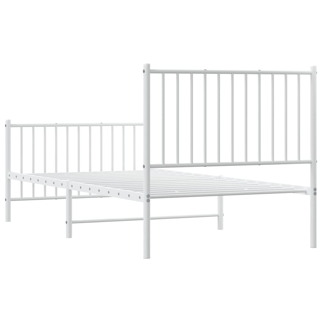 Sengeramme i metall med hode- og fotgavl hvit 90x190 cm