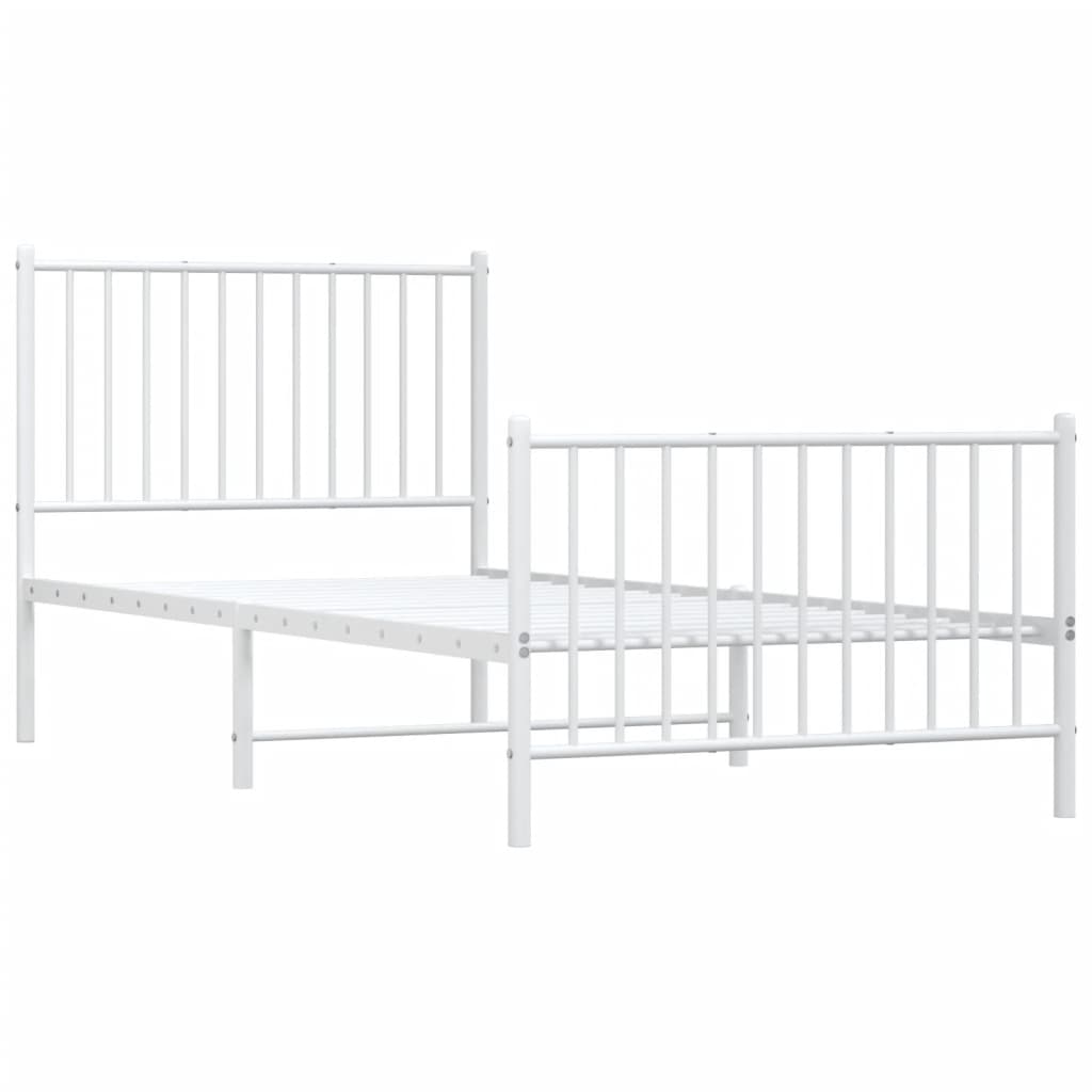 Sengeramme i metall med hode- og fotgavl hvit 90x200 cm