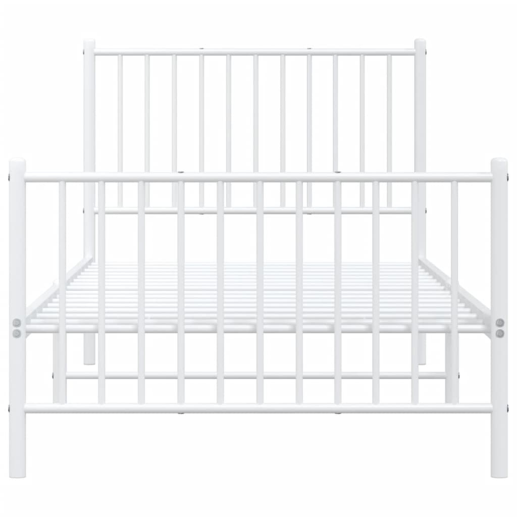 Sengeramme i metall med hode- og fotgavl hvit 90x200 cm