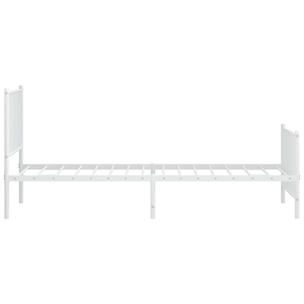 Sengeramme i metall med hode- og fotgavl hvit 90x200 cm