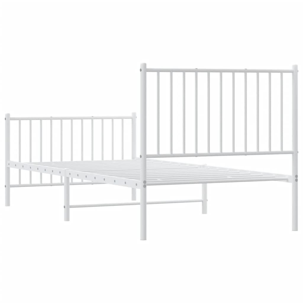 Sengeramme i metall med hode- og fotgavl hvit 90x200 cm