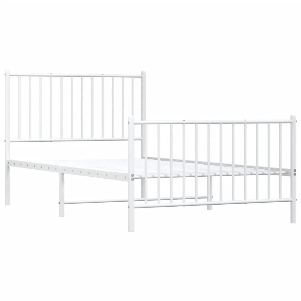 Sengeramme i metall med hode- og fotgavl hvit 100x190 cm
