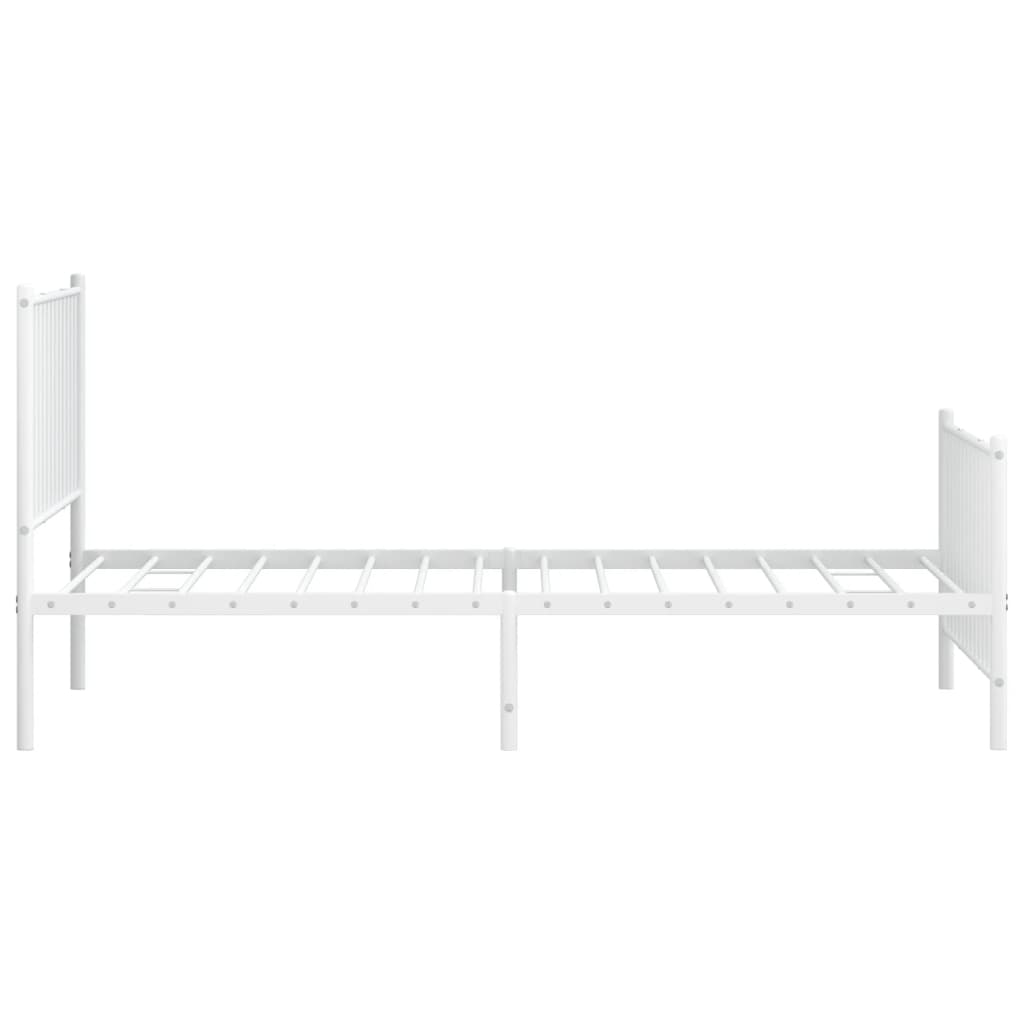 Sengeramme i metall med hode- og fotgavl hvit 100x190 cm