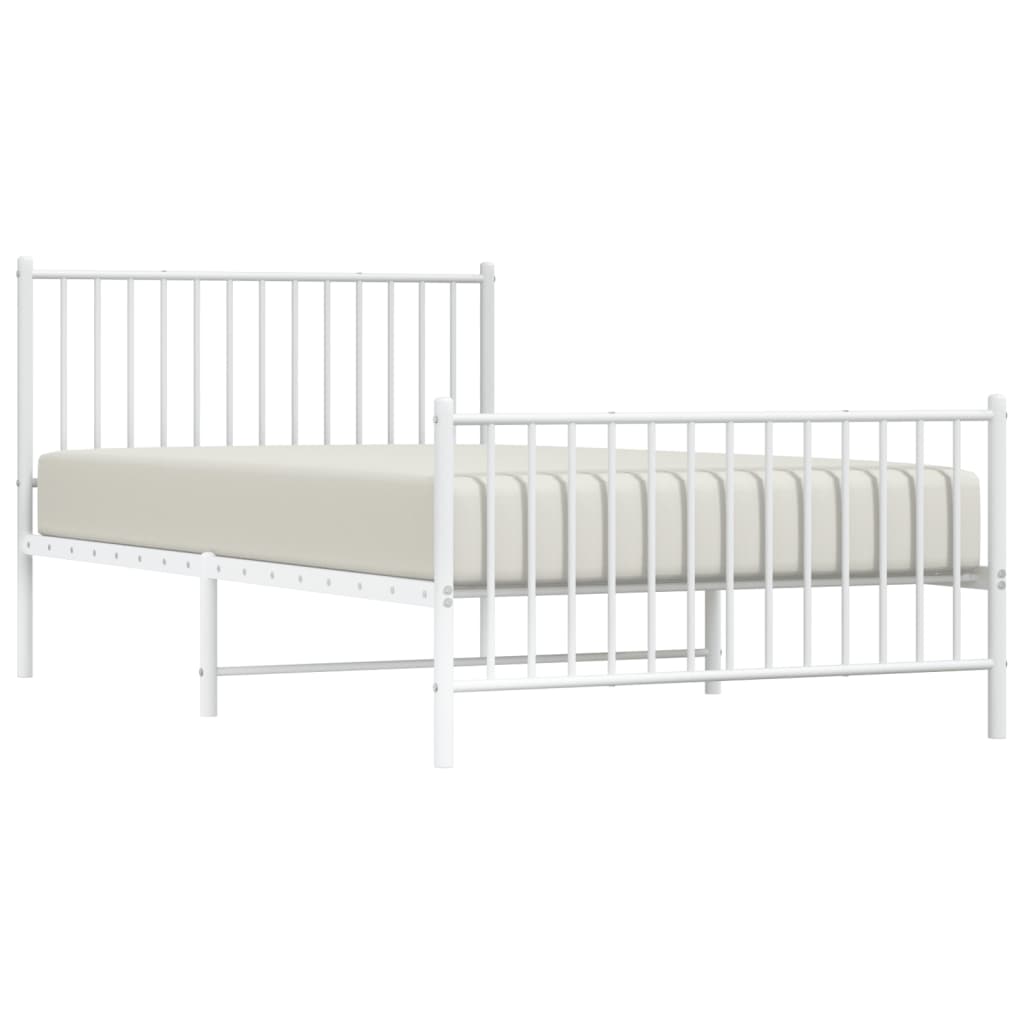 Sengeramme i metall med hode- og fotgavl hvit 107x203 cm