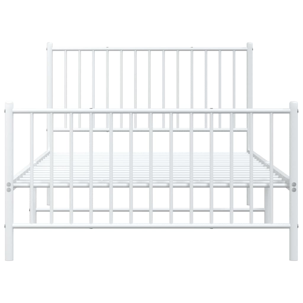 Sengeramme i metall med hode- og fotgavl hvit 107x203 cm