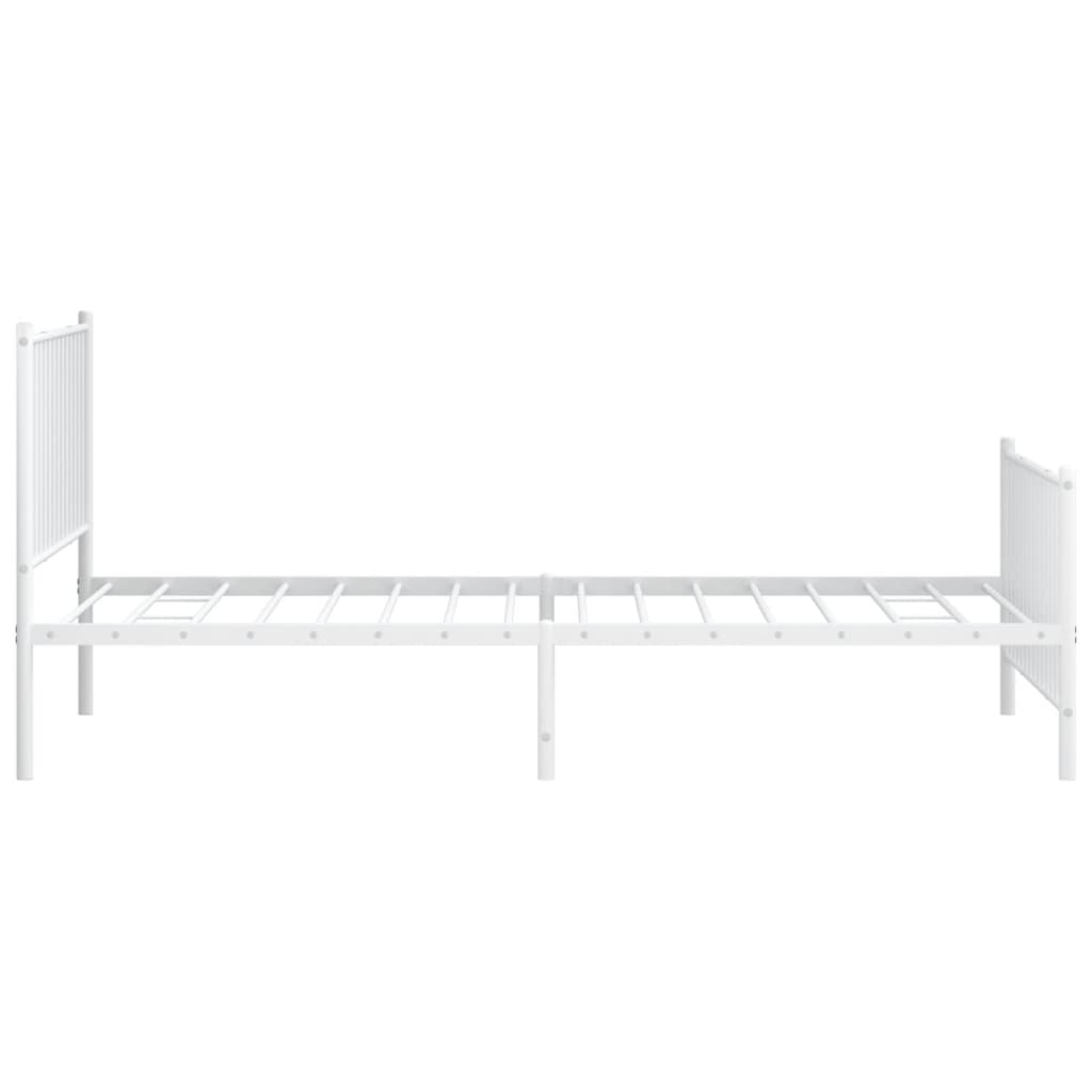 Sengeramme i metall med hode- og fotgavl hvit 107x203 cm