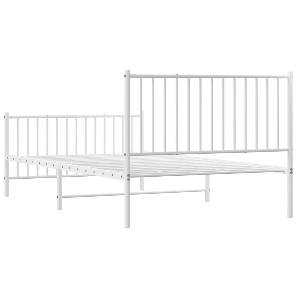 Sengeramme i metall med hode- og fotgavl hvit 107x203 cm