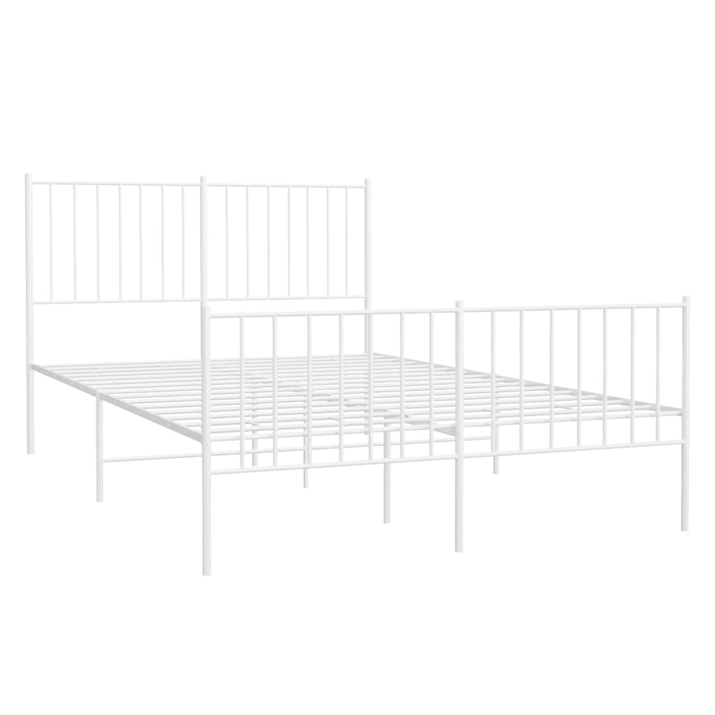 Sengeramme i metall med hode- og fotgavl hvit 120x190 cm