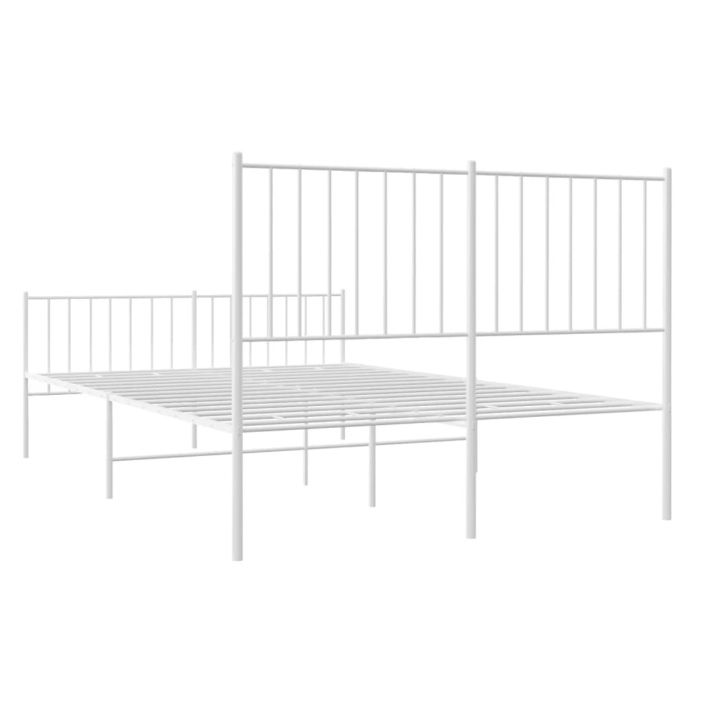Sengeramme i metall med hode- og fotgavl hvit 120x190 cm