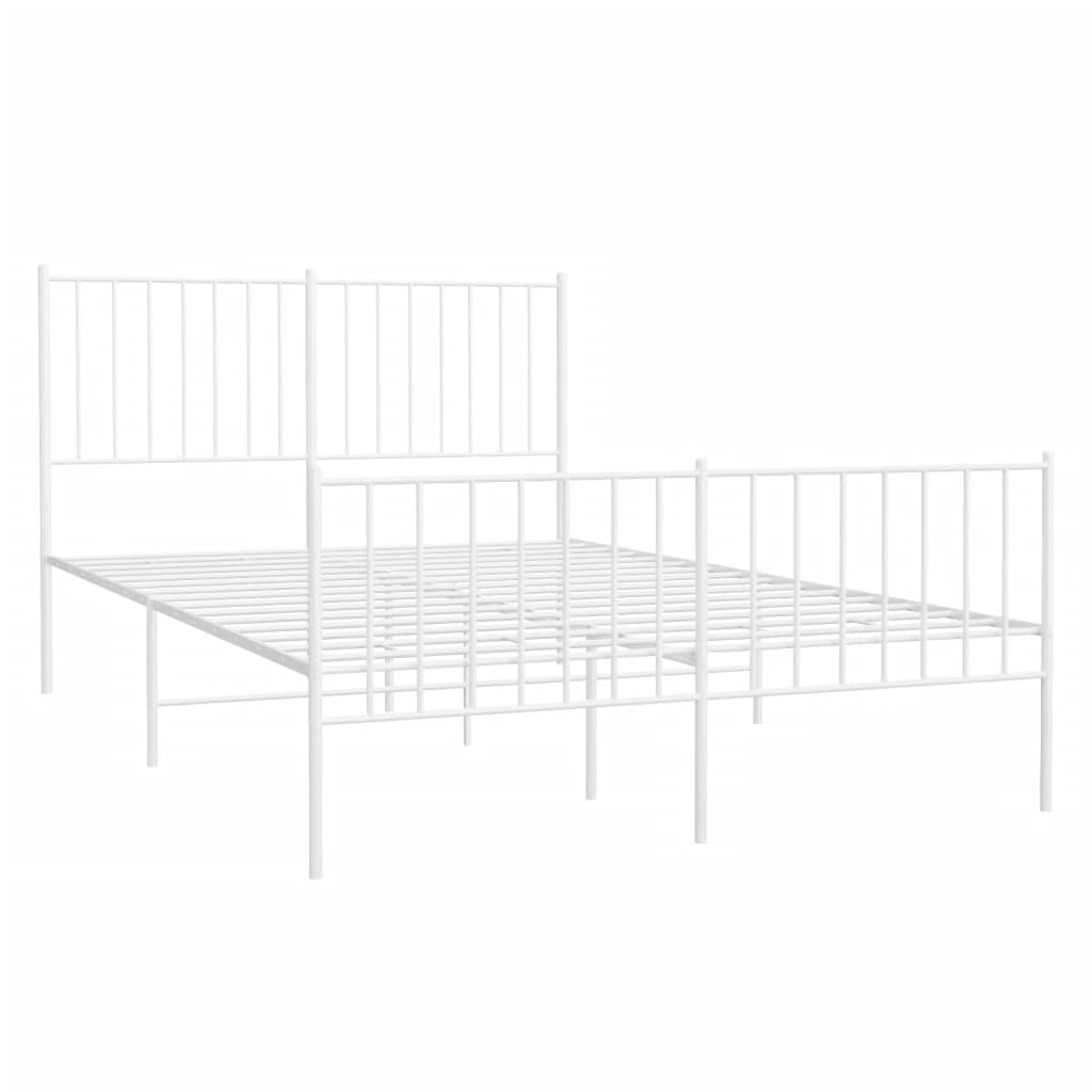 Sengeramme i metall med hode- og fotgavl hvit 120x200 cm
