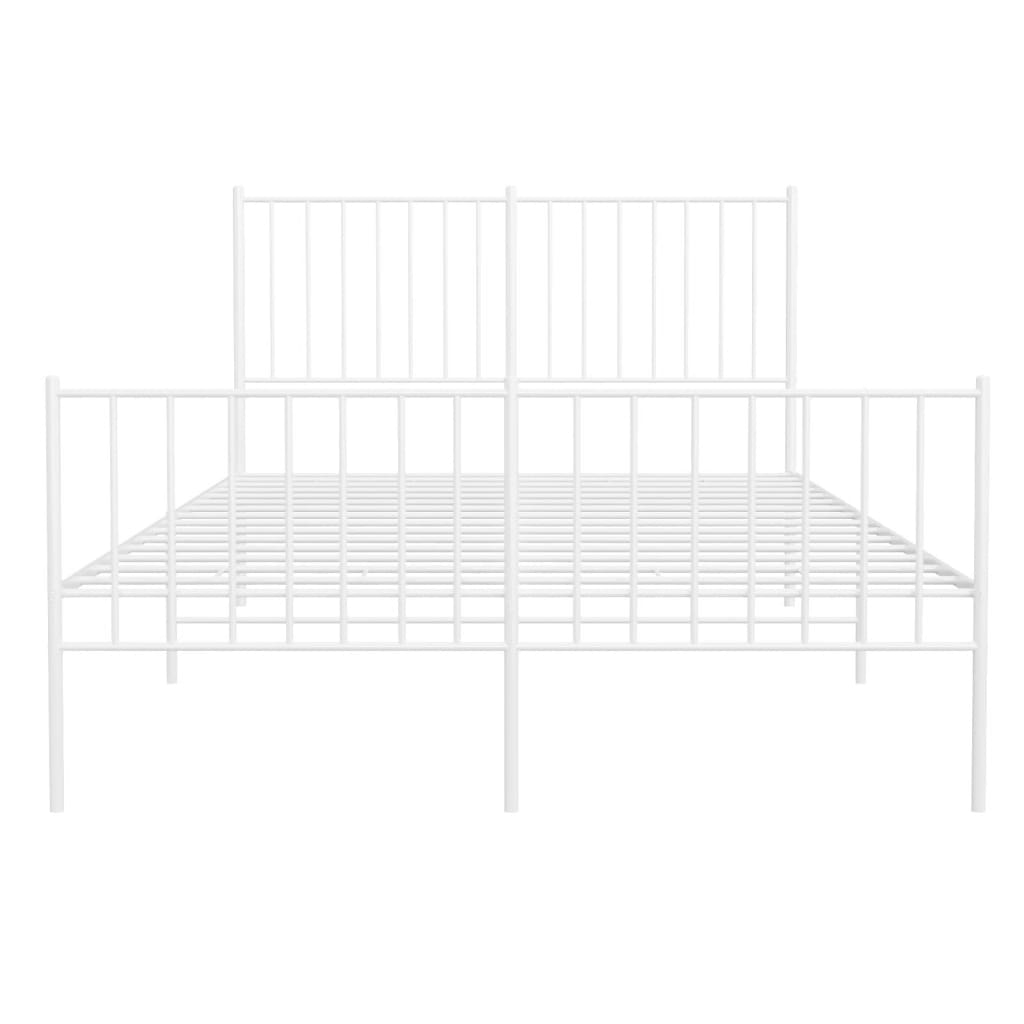 Sengeramme i metall med hode- og fotgavl hvit 120x200 cm