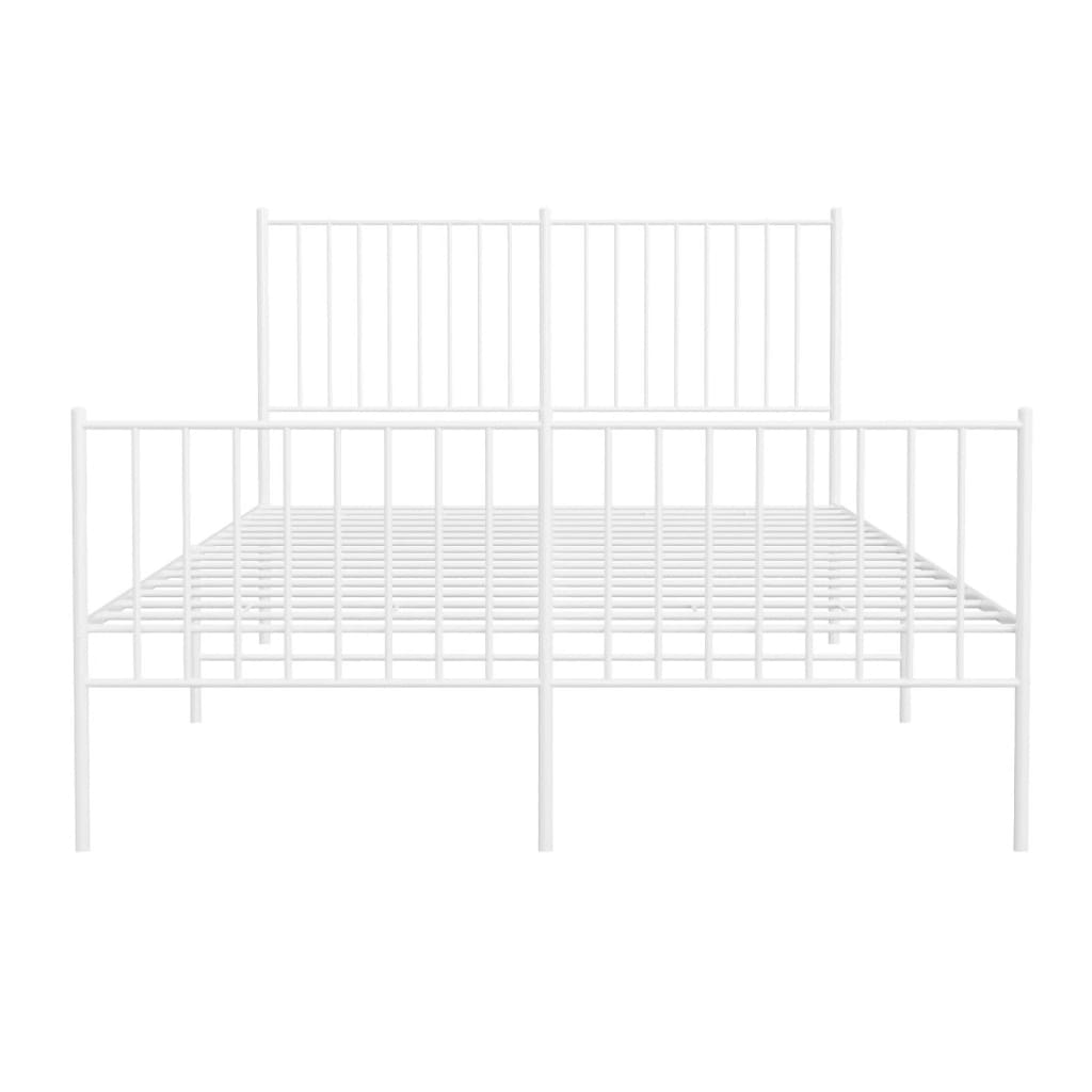 Sengeramme i metall med hode- og fotgavl hvit 140x190 cm