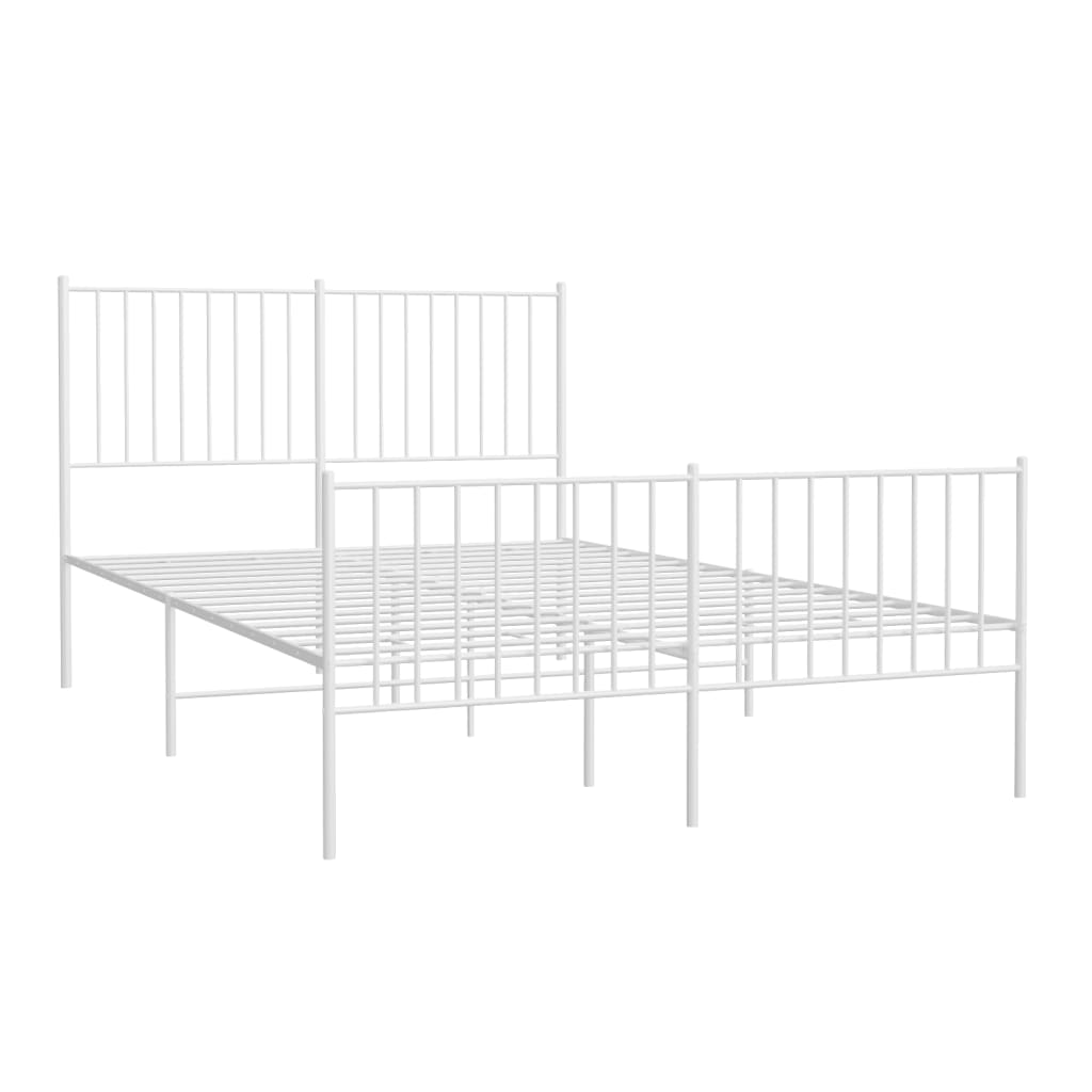 Sengeramme i metall med hode- og fotgavl hvit 140x200 cm