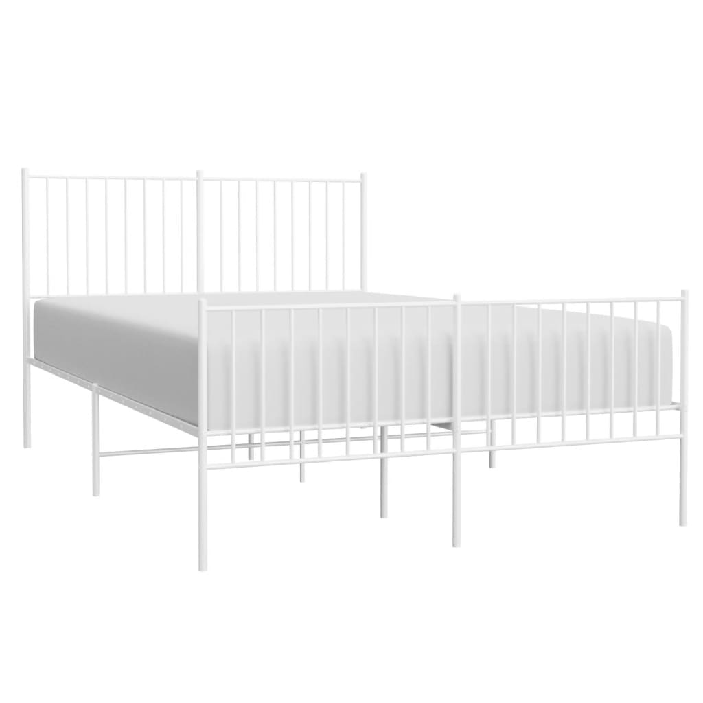Sengeramme i metall med hode- og fotgavl hvit 140x200 cm