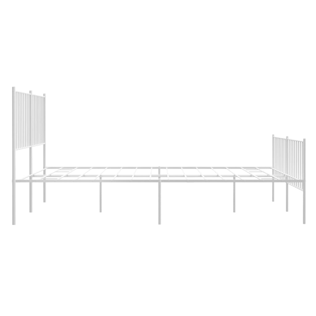 Sengeramme i metall med hode- og fotgavl hvit 140x200 cm