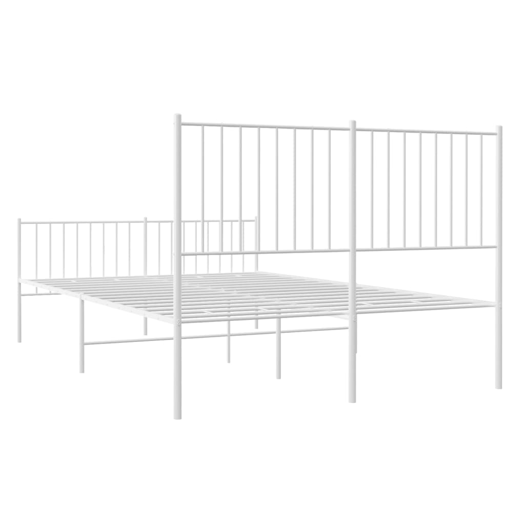 Sengeramme i metall med hode- og fotgavl hvit 140x200 cm