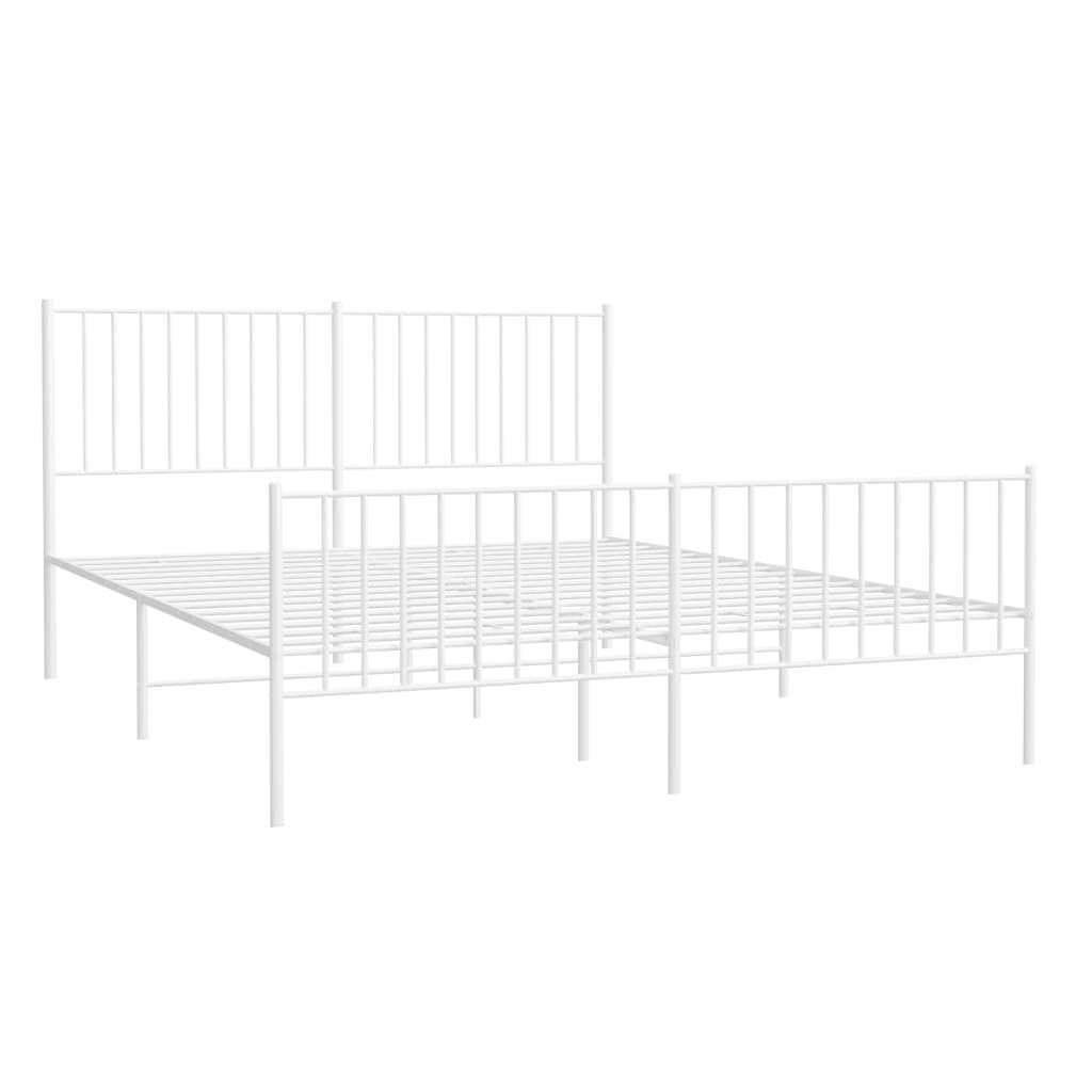 Sengeramme i metall med hode- og fotgavl hvit 160x200 cm