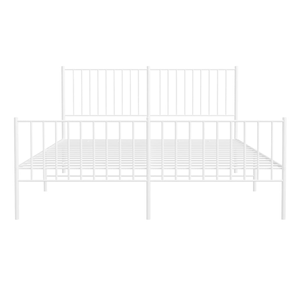 Sengeramme i metall med hode- og fotgavl hvit 160x200 cm