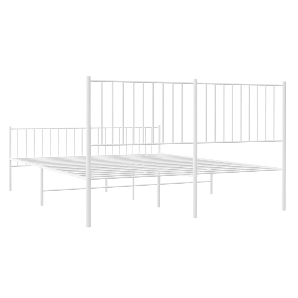 Sengeramme i metall med hode- og fotgavl hvit 160x200 cm