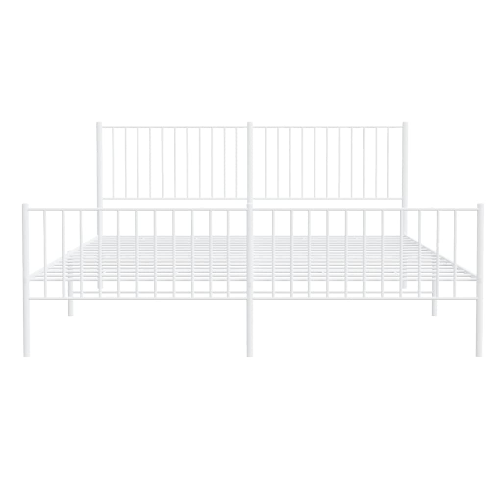 Sengeramme i metall med hode- og fotgavl hvit 183x213 cm