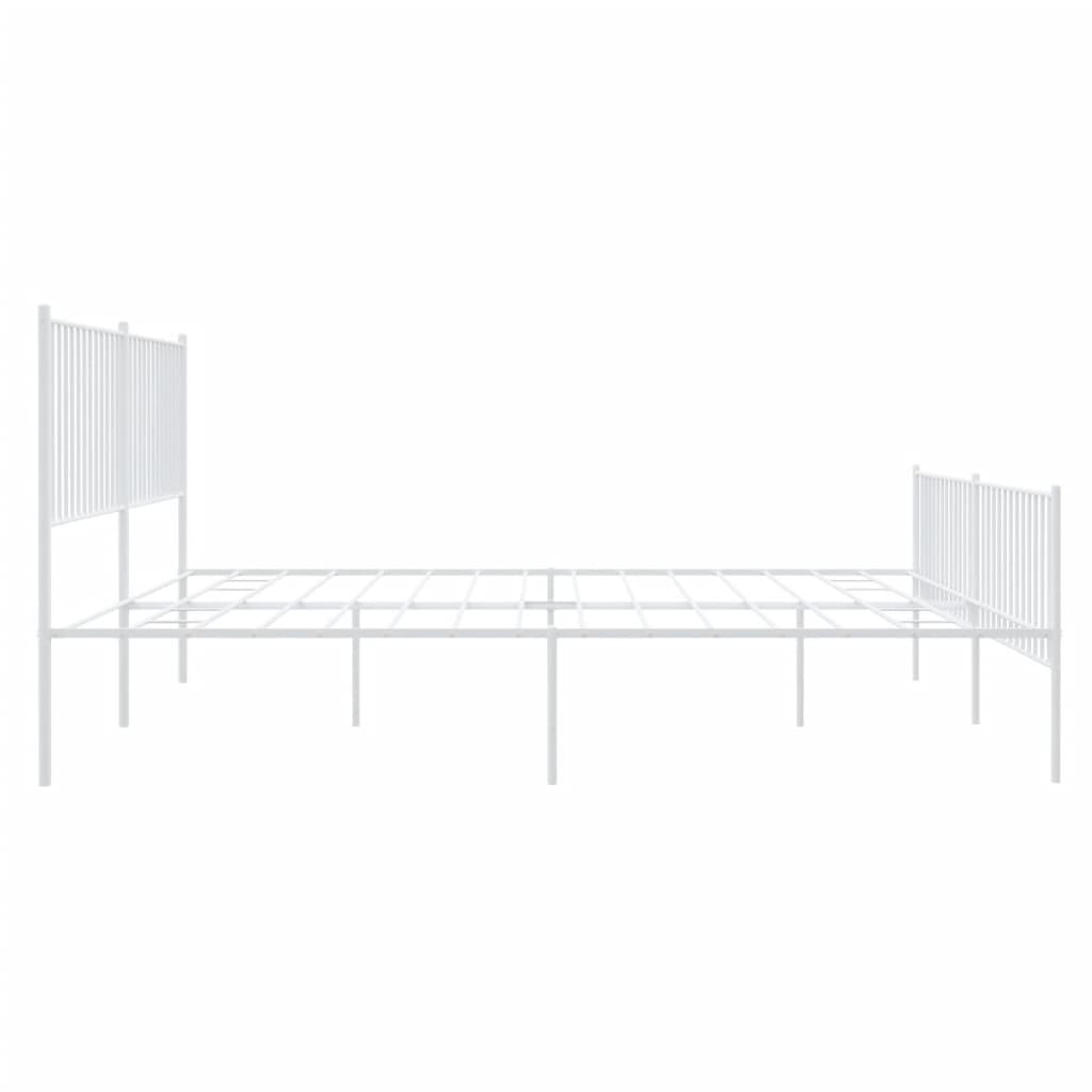 Sengeramme i metall med hode- og fotgavl hvit 193x203 cm