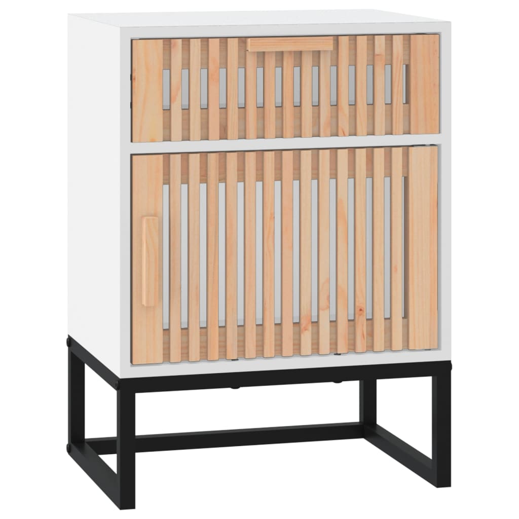 Nattbord 2 stk hvit 40x30x55,5 cm konstruert tre og jern
