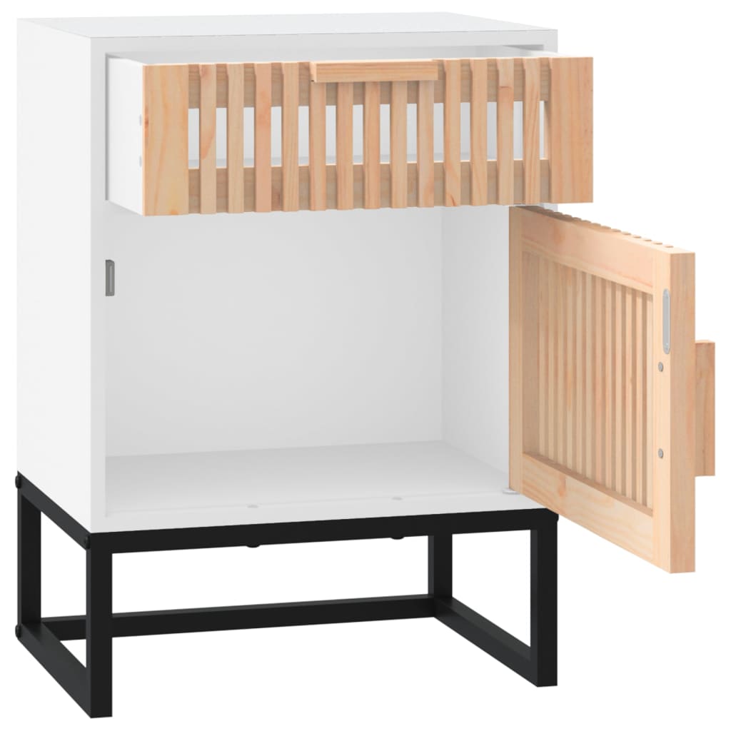 Nattbord 2 stk hvit 40x30x55,5 cm konstruert tre og jern