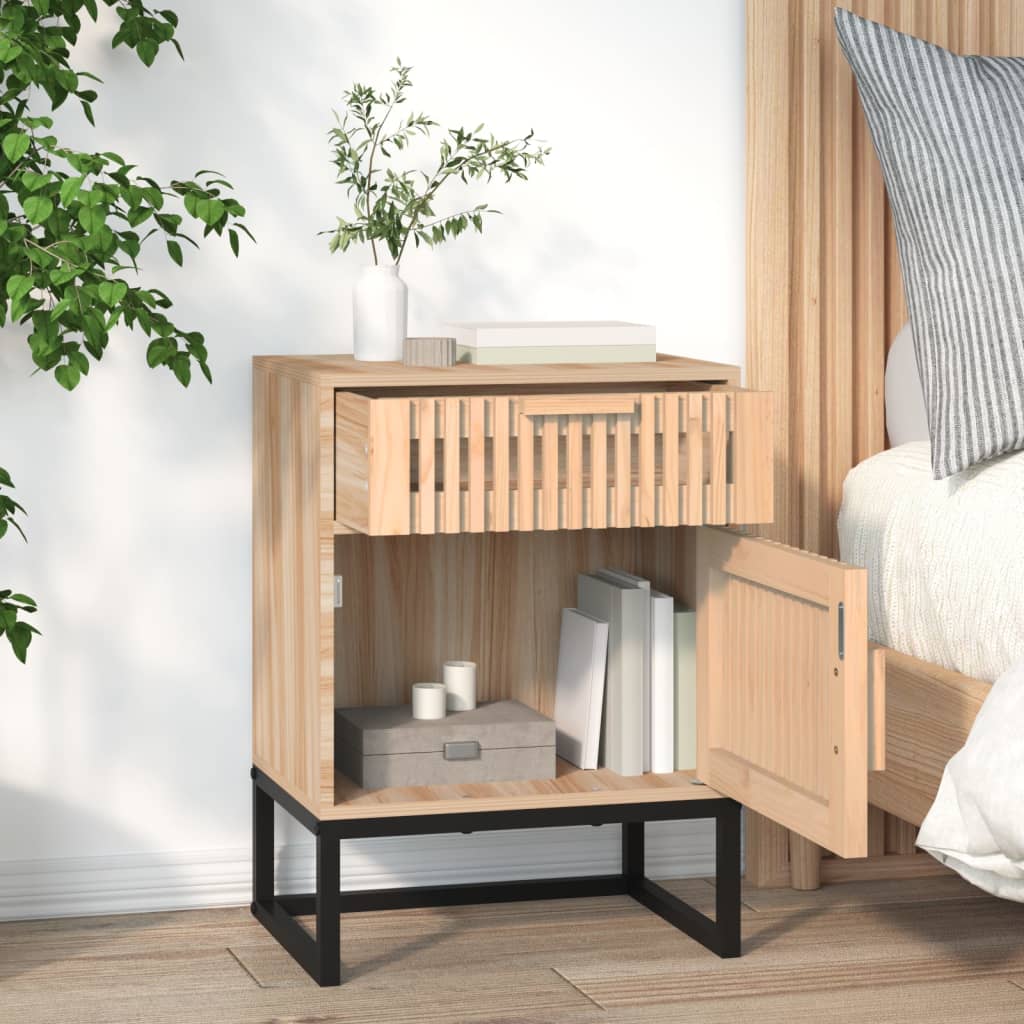 Nattbord 2 stk hvit 40x30x55,5 cm konstruert tre og jern