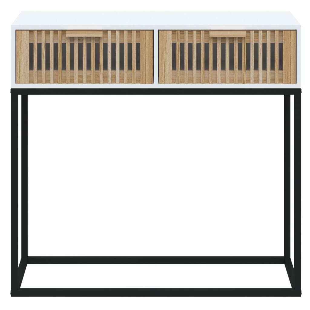 Konsollbord hvit 80x30x75 cm konstruert tre og jern