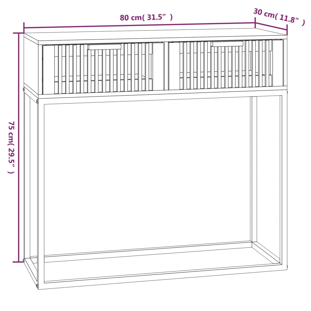 Konsollbord hvit 80x30x75 cm konstruert tre og jern