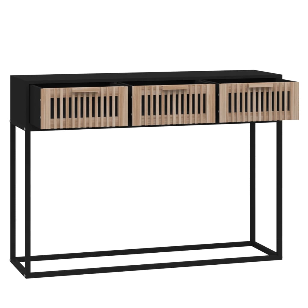 Konsollbord svart 105x30x75 cm konstruert tre og jern